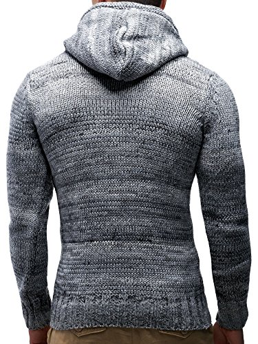 Leif Nelson Los Hombres del Jersey de Punto suéter Encapuchado LN-20227 Gris Medium