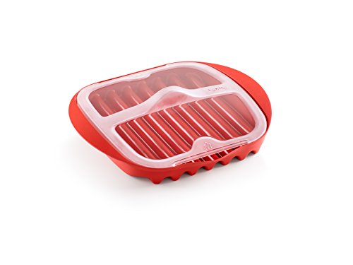 Lékué Microwave Bacon Cooker, Rojo, 28.2x6x24.9 cm
