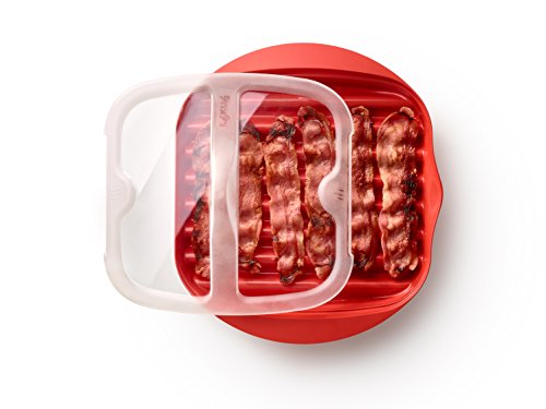 Lékué Microwave Bacon Cooker, Rojo, 28.2x6x24.9 cm