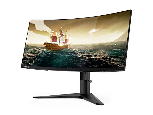Lenovo G34w-10 - Monitor Gaming Curvo 34" 2K QHD (VA, 144Hz, 1ms, HDMI, DP, FreeSync Premium, Base Metálica) Ajuste de inclinación/altura - Negro