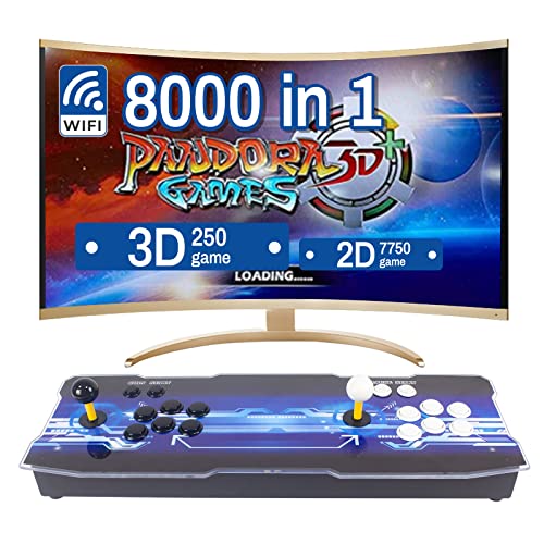 LEONARCADE Pandora Box 3D 8000 Juegos Arcade Game Console, Función WiFi Agregar Más Juegos, Máquina Juegos Retro Consola, Compatible para TV/PC/Proyector/PS3, Incluye 2D y 3D Juego
