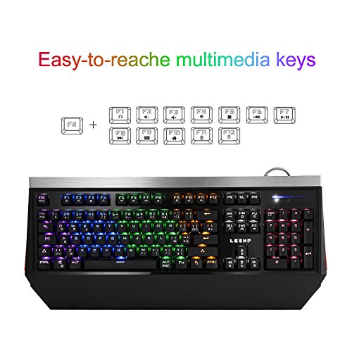 LESHP - Teclado mecánico para juegos con USB, profesional, jugador de juegos Azerty con retroiluminación multicolor para jugadores, Dactylo, etc.