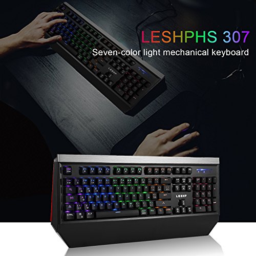 LESHP - Teclado mecánico para juegos con USB, profesional, jugador de juegos Azerty con retroiluminación multicolor para jugadores, Dactylo, etc.