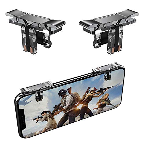 Leton Juegos Móviles Triggers Controladores Joysticks Gamepad, Botón L1R1 Trigger de Fuego para PUBG/Fortnite/Reglas de Survial, Palanca de Mando de Juego Auxiliar para Android iOS Smartphone (1 par)