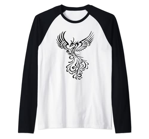levantándose de las cenizas fénix negro ilustración Camiseta Manga Raglan