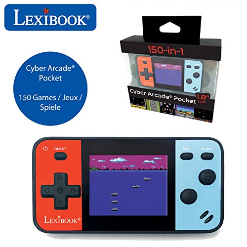 LEXIBOOK- Consola portátil Cyber Arcade Pocket 150 Juegos, Pantalla LCD en Color de 1,8 Pulgadas (4,5 cm), Videojuegos para Adolescentes, Azul/Rojo