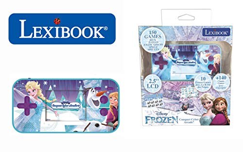 LEXIBOOK Disney Frozen Compact Cyber Arcade Consola portátil, 150 Juegos, LCD, con Pilas, Azul, Color (China)