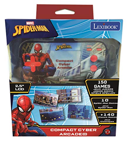 LEXIBOOK Marvel Spider-Man Compact Cyber Arcade-Consola portátil, 150 Juegos, LCD, con Pilas, Multicolor (China)