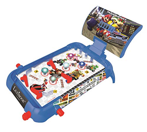 LEXIBOOK Nintendo Mario Kart Máquina electrónica de Pinball de Mesa, Juego de acción y Reflejo para niños y familias, Pantalla LCD, Efectos de luz y Sonido, Azul/Rojo (JG610NI)