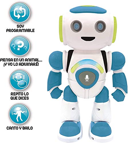 LEXIBOOK Robot Inteligente Powerman Junior Educativo e Interactivo, Lee la Mente, Baila, Toca Musica, Repite Las Frases, Mando a Distancia, Juguete a Partir de 3 años, Azul/Blanco (ROB20ES), Color