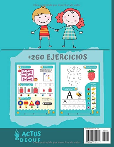 Libro Preescolar niños 3-5 años XXL: Cuaderno de Actividades y Juegos más de 260 ejerccicios para que los niños aprendan divirtiéndose. Libro a todo color.