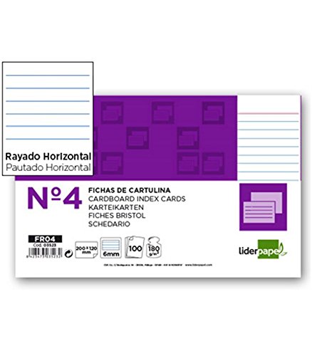 Liderpapel Ficha Rayada Nº 4 125X200Mm Paquete De 100 180 g/m²
