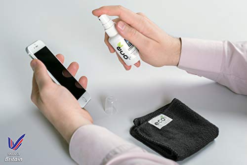 Limpiador de pantalla (100ML) + Toalla de microfibra fina (30x30cm) - Producto natural - MADE IN UK, Producto verde, NO AMONIACO Y ALCOHOL, Limpia todos los polvos y las manchas, Lo mejor para Plasma LED / LCD / / portátil, iPhone, iPad, Computadoras, Las