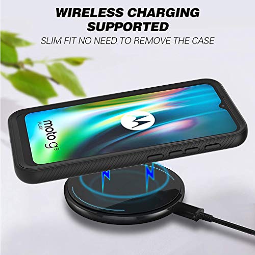 Liner Funda para Motorola Moto E7 Plus / G9 Play, Estuche Antigolpes Transparente PC Carcasa Doble Bumper Silicona TPU y Built-in Marco, Ligero Caso para Motorola Moto E7 Plus / G9 Play - Negro/Claro