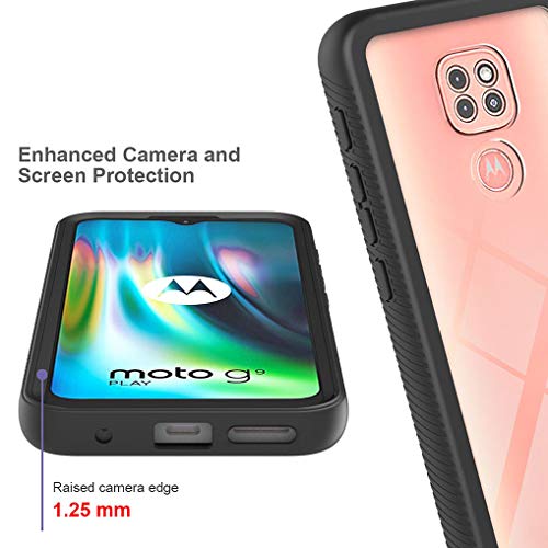 Liner Funda para Motorola Moto E7 Plus / G9 Play, Estuche Antigolpes Transparente PC Carcasa Doble Bumper Silicona TPU y Built-in Marco, Ligero Caso para Motorola Moto E7 Plus / G9 Play - Negro/Claro