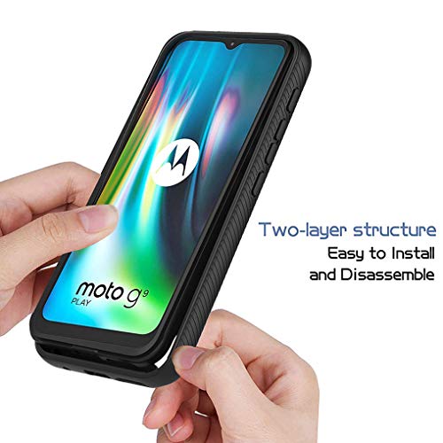 Liner Funda para Motorola Moto E7 Plus / G9 Play, Estuche Antigolpes Transparente PC Carcasa Doble Bumper Silicona TPU y Built-in Marco, Ligero Caso para Motorola Moto E7 Plus / G9 Play - Negro/Claro