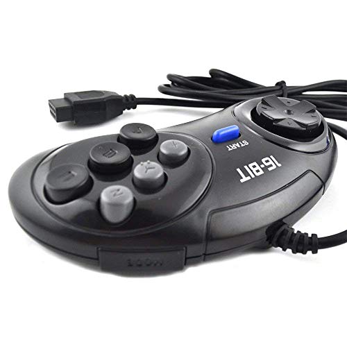 Link-e : 2 X controlador, mando, gamepad de 6 botones para la consola de juegos SEGA Megadrive, Genesis, Master System