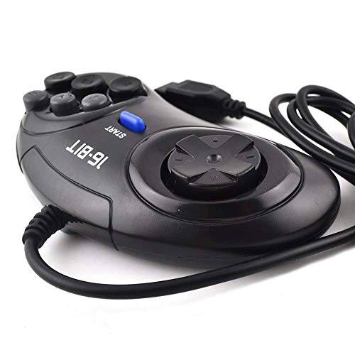 Link-e : 2 X controlador, mando, gamepad de 6 botones para la consola de juegos SEGA Megadrive, Genesis, Master System