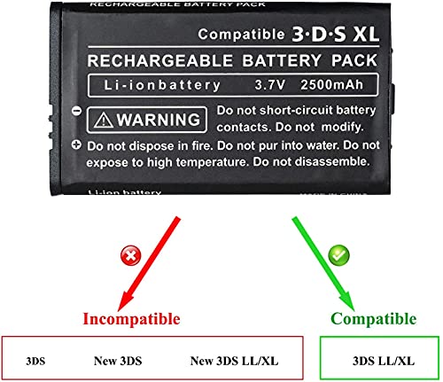 Link-e : batería recargable de repuesto, 3.7V 2500mAh, destornillador incluido, compatible con la consola Nintendo 3DS XL