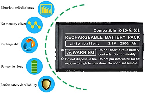 Link-e : batería recargable de repuesto, 3.7V 2500mAh, destornillador incluido, compatible con la consola Nintendo 3DS XL