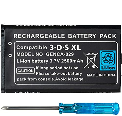 Link-e : batería recargable de repuesto, 3.7V 2500mAh, destornillador incluido, compatible con la consola Nintendo 3DS XL