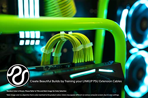 LINKUP - 50cm 8 Pines (6+2) GPU PCI-E Fuente de Alimentación PSU Cable de Extensión de PC Personalizado con Funda Trenzada y Peine┃Un Solo Paquete┃500mm - Blanco Negro