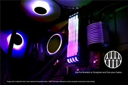 LINKUP - 50cm Cable con Manguito - Prolongación de Cable para Fuente de Alimentación con Kit de Alineadores┃1x 24P (20+4) MB┃2X 8P (4+4) CPU┃2X 8P (6+2) GPU┃500mm - Púrpura