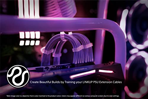 LINKUP - 50cm Cable con Manguito - Prolongación de Cable para Fuente de Alimentación con Kit de Alineadores┃1x 24P (20+4) MB┃2X 8P (4+4) CPU┃2X 8P (6+2) GPU┃500mm - Púrpura