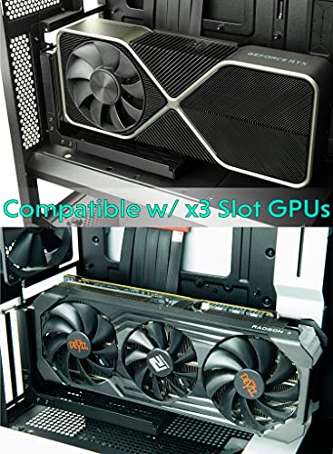 LINKUP Kit con Soporte Vertical GPU para Tarjetas Gráficas y LINKUP Ultra PCIe 4.0 X16 Cable Gen4 Riser 90 Grados Ángulo Recto 25cm Negro