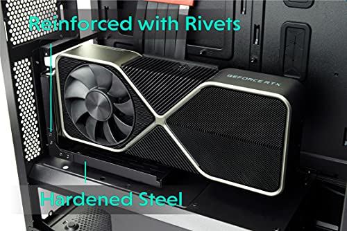 LINKUP Kit con Soporte Vertical GPU para Tarjetas Gráficas y LINKUP Ultra PCIe 4.0 X16 Cable Gen4 Riser 90 Grados Ángulo Recto 25cm Negro