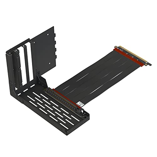 LINKUP Kit con Soporte Vertical GPU para Tarjetas Gráficas y LINKUP Ultra PCIe 4.0 X16 Cable Gen4 Riser 90 Grados Ángulo Recto 25cm Negro