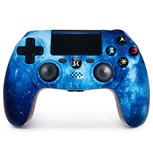 Lioeo Mando para PS4 Inalambricos, Mando para PS4 Gamepad de Doble Vibración Shcok Six-Axis con Touch Pad y Conector de Audio para Playstation 4 / PS3 / PC (Universo Azul)