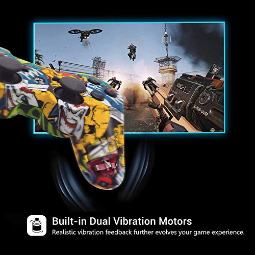 Lioeo Mandos PS3 Inalambricos, Mando de PS3 Inalámbrico Bluetooth Gamepad de Doble Vibración Six-Axis para Playstation 3 / PC (Pintada)