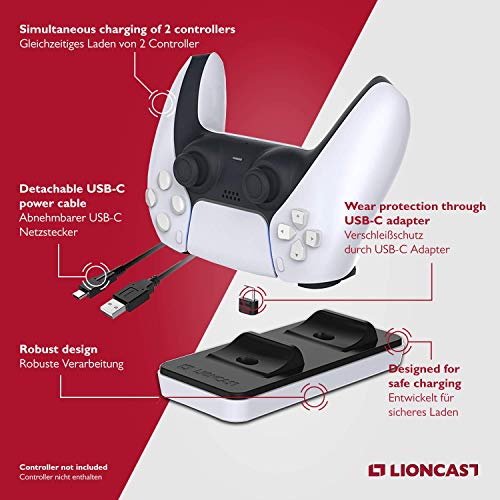 Lioncast - Cargador de Mando para PS5 (Cargador Lite)