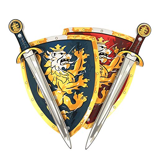 Liontouch 110LT Juego de Caballero Noble Medieval para Dos, en Azul y Rojo | Dos Espadas de Juguete y Dos Escudos de Goma para Niños