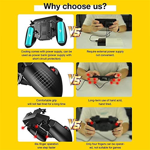 LIUXING Control de Juego Banco de Potencia Radiador Seis manija Dedo PUGB Gamepad Juego de Entretenimiento con el Ventilador (Color : A, tamaño : Un tamaño)