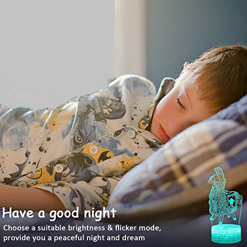 Llama Night Lights Fortress Battleroyale Luces LED de ilusión óptica 3D Lámparas de noche Guía para habitación de niños Mejor Bday Xmax Opciones de regalo para amantes del juego Niños