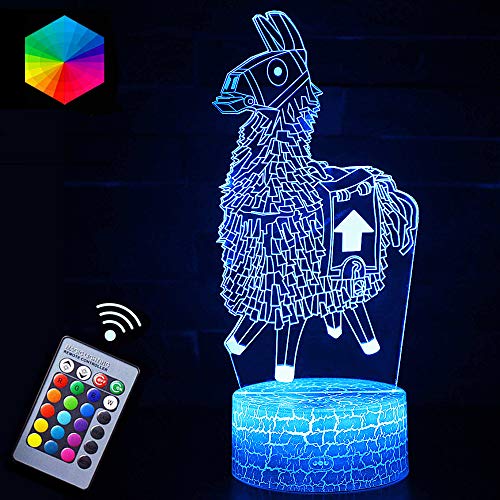 Llama Night Lights Fortress Battleroyale Luces LED de ilusión óptica 3D Lámparas de noche Guía para habitación de niños Mejor Bday Xmax Opciones de regalo para amantes del juego Niños