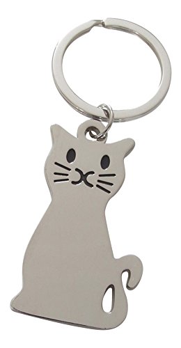 Llavero - Bolsa con diseño de gato - Acero plateado