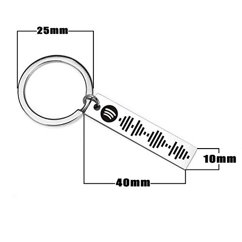 Llavero personalizado con código de Spotify de acero inoxidable para mujer - llavero y anillo personalizado con código de Spotify grabado con láser en negro