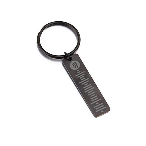 Llavero personalizado con código de Spotify de acero inoxidable para mujer - llavero y anillo personalizado con código de Spotify grabado con láser en negro