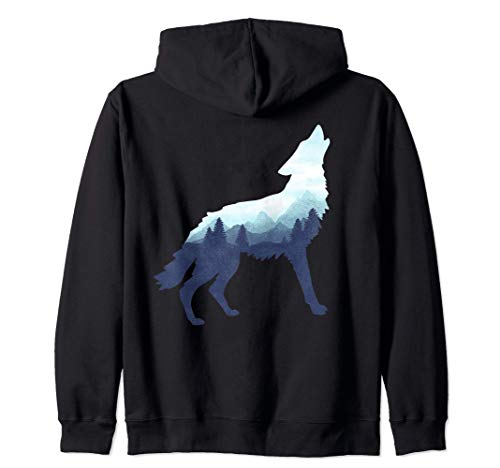 Lobo Doble exposición Surrealista salvaje Animal Regalos Sudadera con Capucha