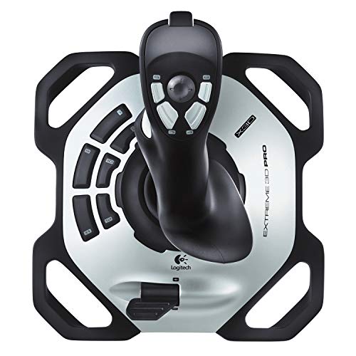 Logitech G Extreme 3D Pro Joystick, Control de Timón con Eje de Torsión, 12 Botones Programables, Selector de Vista 8 Vias, Base Sólida, Disparador de Acción Rápida, USB, PC - Negro/Plata