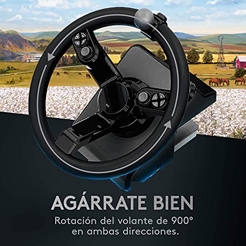 Logitech G Saitek Paquete de Equipo Pesado, Volante 900 Grados, +38 Botones Asignables, Dos Palancas Analógicas, USB, PC/Mac - Negro