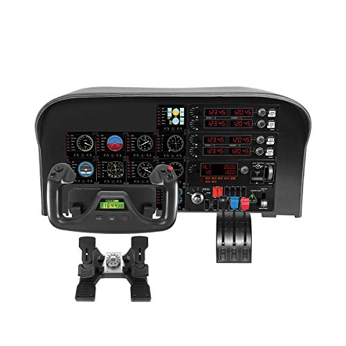 Logitech G Saitek Pro Flight Multi Panel, Controlador de Piloto Automático para Simulación de Vuelo, Pantalla LCD, Lecturas en Tiempo Real, Controles Dedicados, USB, PC - Negro