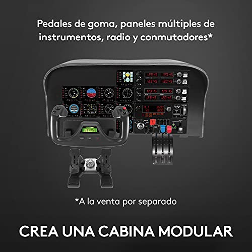 Logitech G Saitek Pro Flight Yoke Palanca de Mandos y Cuadrante de Aceleración para Simulación de Vuelo, Eje de Acero Auténtica y Precisa, 3 Modos, 75 Controles Programables, USB - Negro