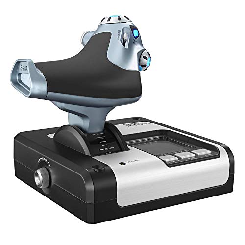 Logitech G Saitek X52 Pro Flight Palanca y Acelerador de Simulación, Pantalla LCD, Mecanismo de Centrado Mediante Resorte, Botones con Iluminación, USB - Blanco