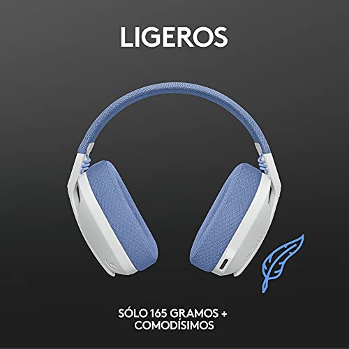 Logitech G435 Auriculares Inalámbricos LIGHTSPEED para Gaming - Ligeros, micrófono integrado, Batería de 18 horas, Compatibles con Dolby Atmos, Bluetooth, PC, PS4, PS5, Móvil - Blanco