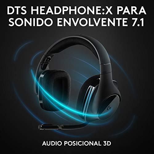 Logitech G533 Auriculares Inalámbricos para Gaming, 7.1 Surround DTS Headphone:X, Transductores 40mm Pro-G, Micrófono, 2,4 GHz Inalámbrico, Batería de 15 Horas, PC/Mac - Negro