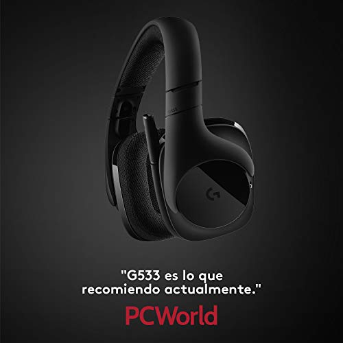 Logitech G533 Auriculares Inalámbricos para Gaming, 7.1 Surround DTS Headphone:X, Transductores 40mm Pro-G, Micrófono, 2,4 GHz Inalámbrico, Batería de 15 Horas, PC/Mac - Negro